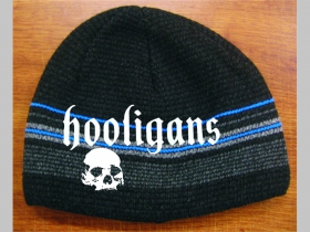 Hooligans - Ultra hrubá zimná čiapka čierna s farebným pruhovaním materiál 100% akryl univerzálna veľkosť vo vnútri naviac zateplená!!!